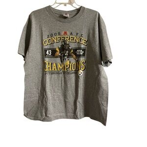 Pittsburgh Steelers 2005 AFC Champions Tee Shirt. XL Gray Pre owned